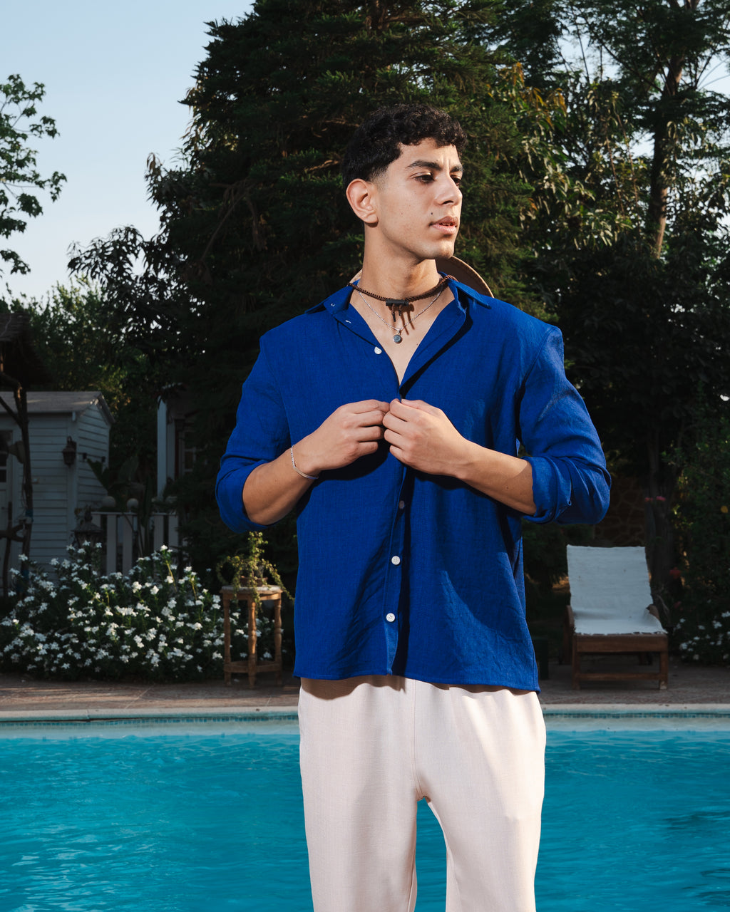 Royal Blue Linen Shirt