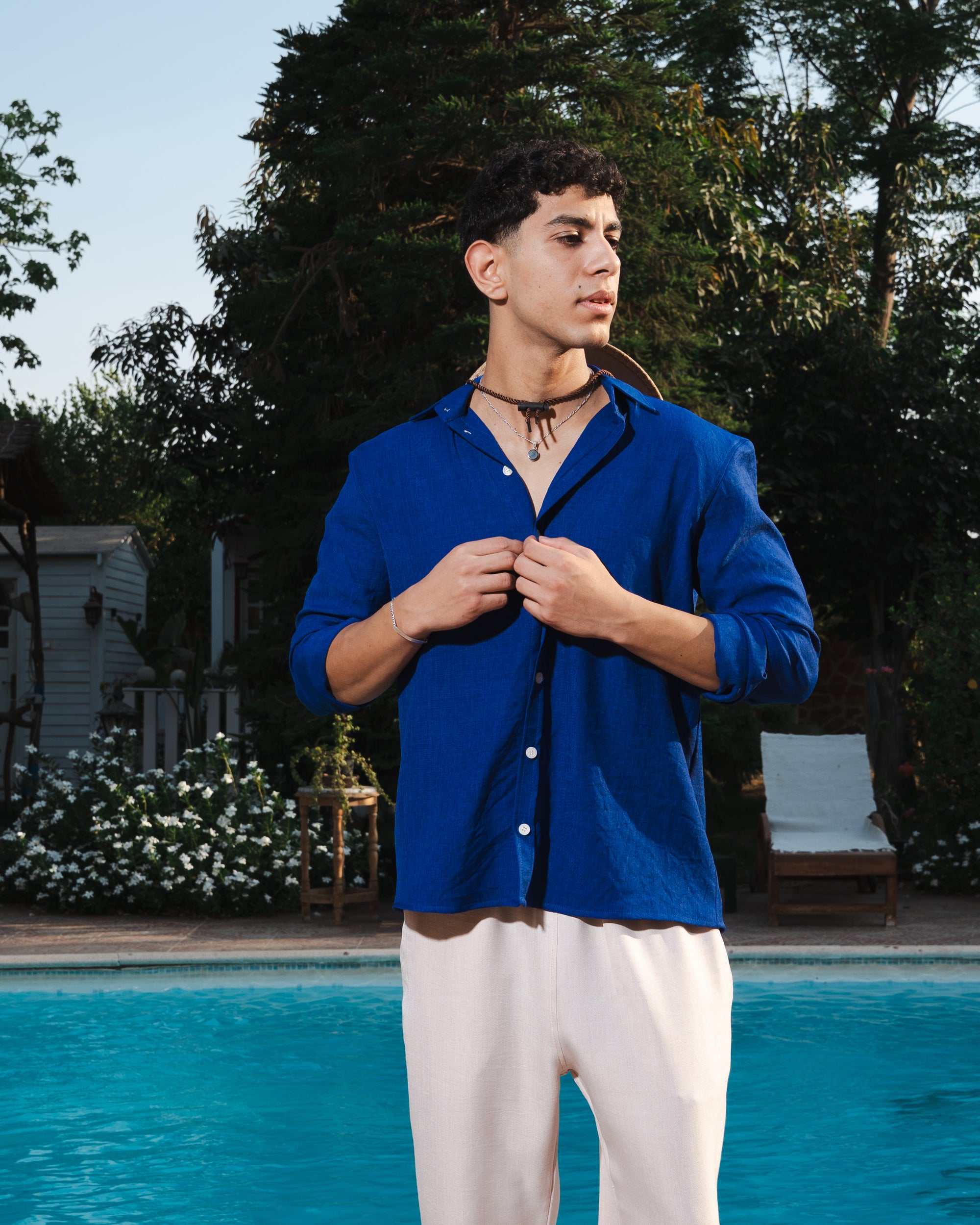 Royal Blue Linen Shirt