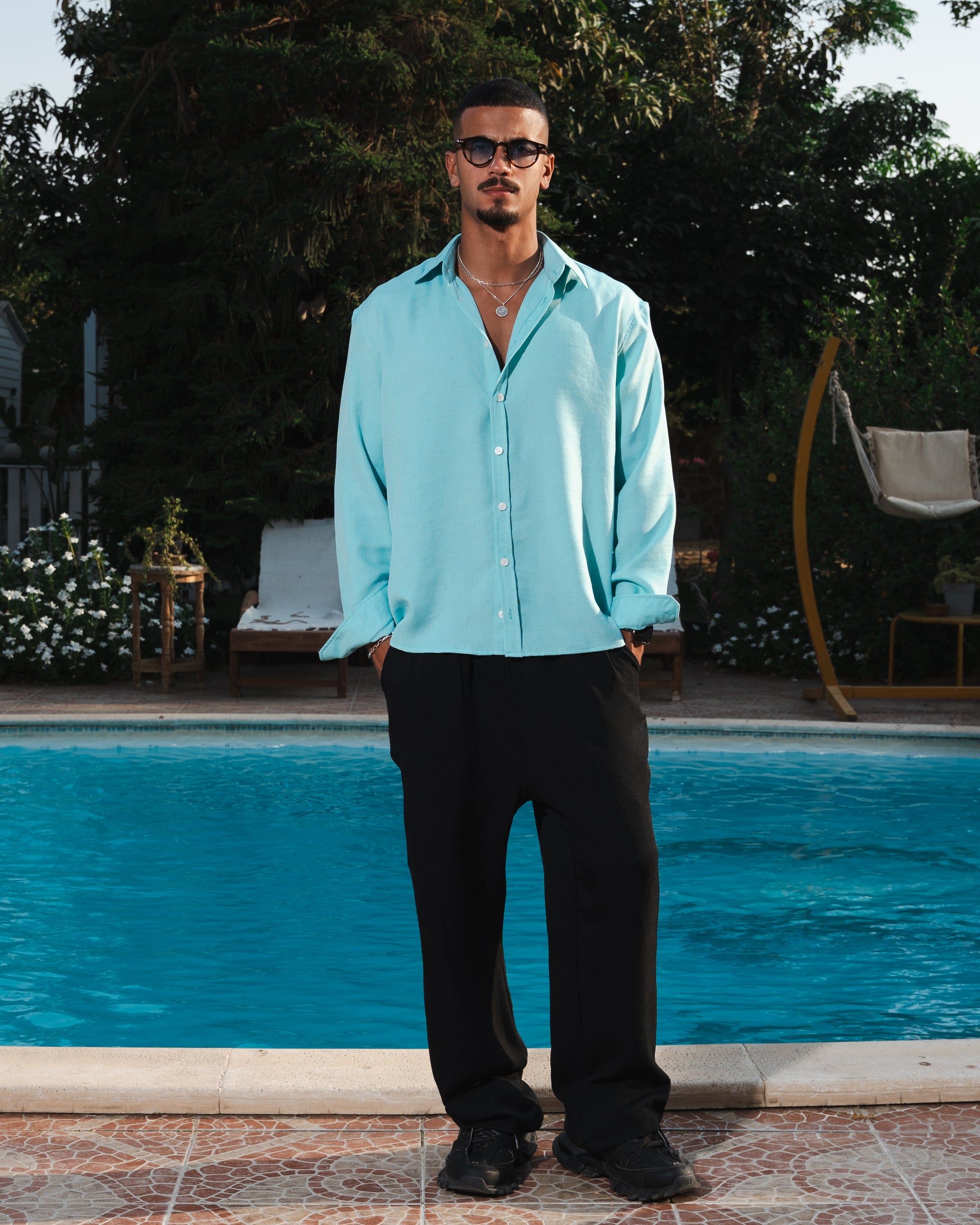 Aqua Linen Shirt