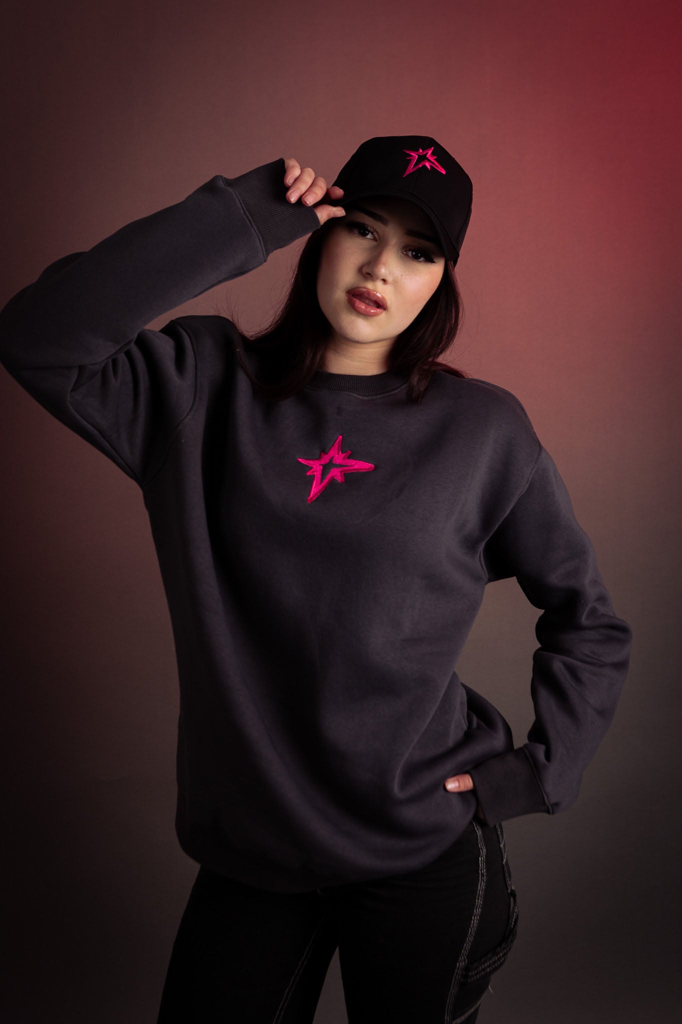 DARK PINK STAR CAP