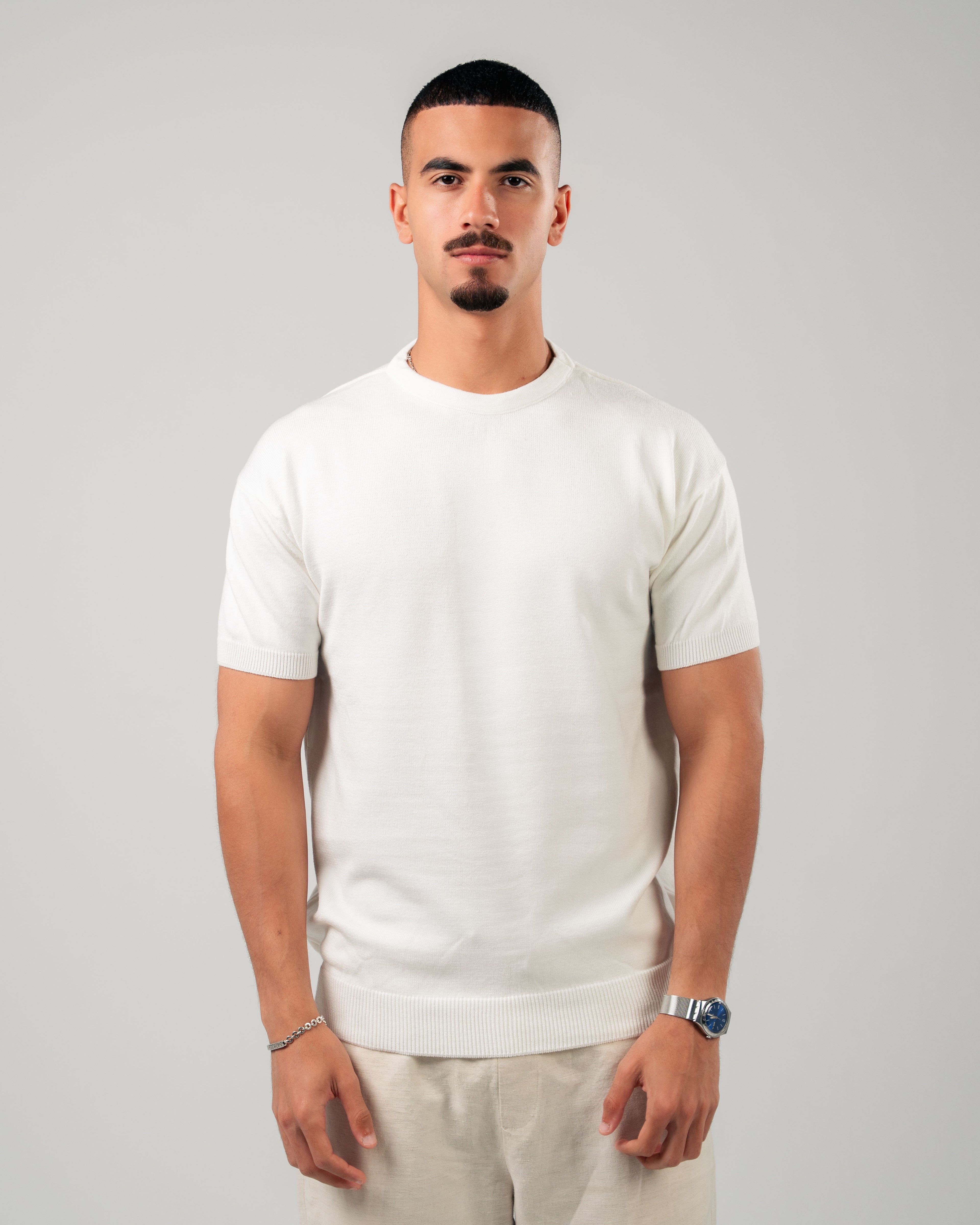 WHITE KNITTED TEE