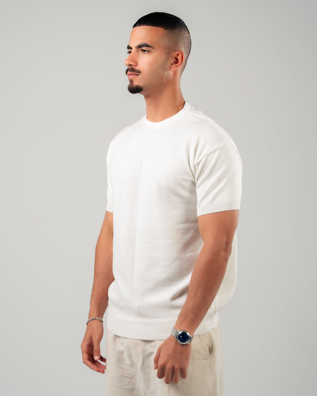 WHITE KNITTED TEE