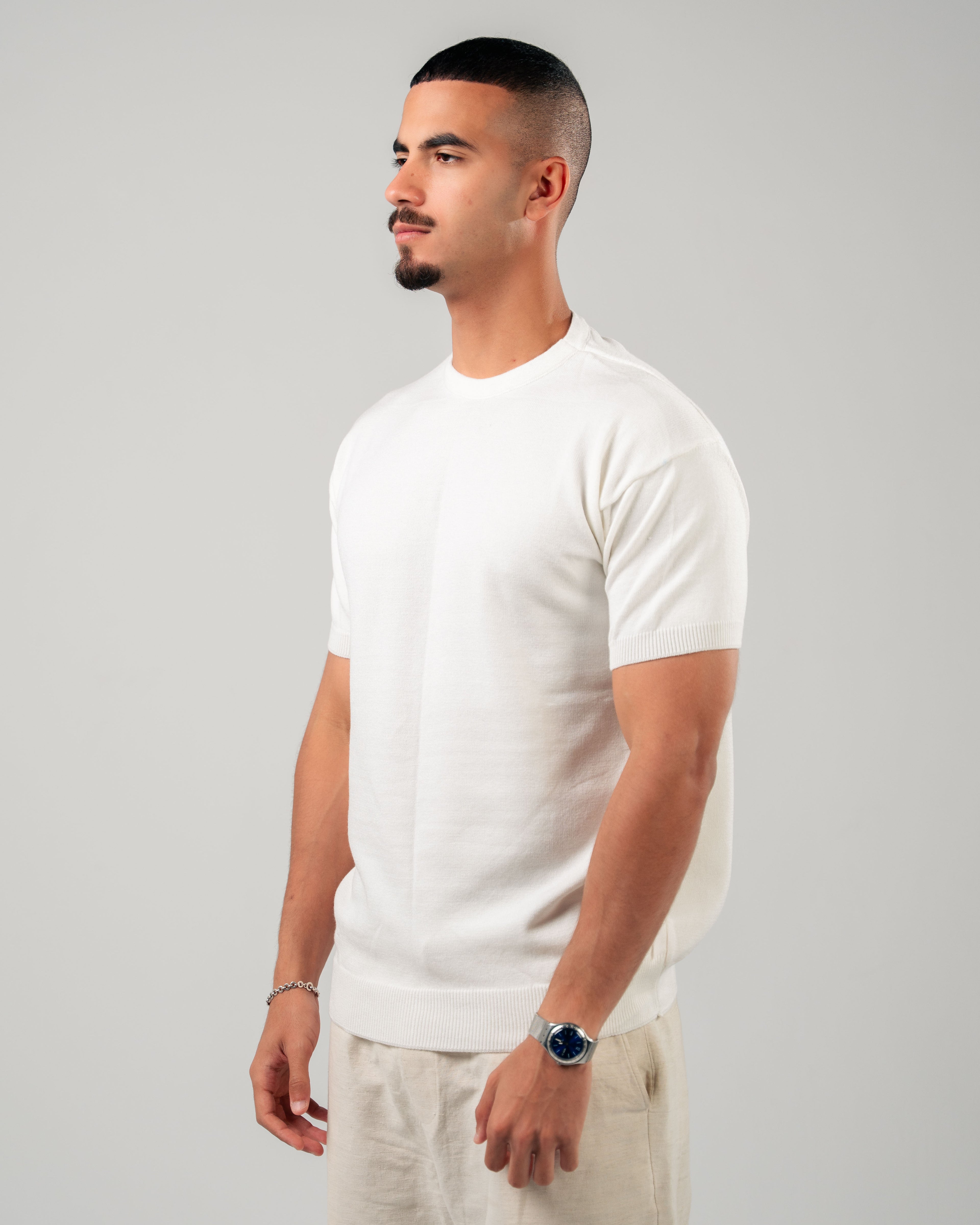 WHITE KNITTED TEE