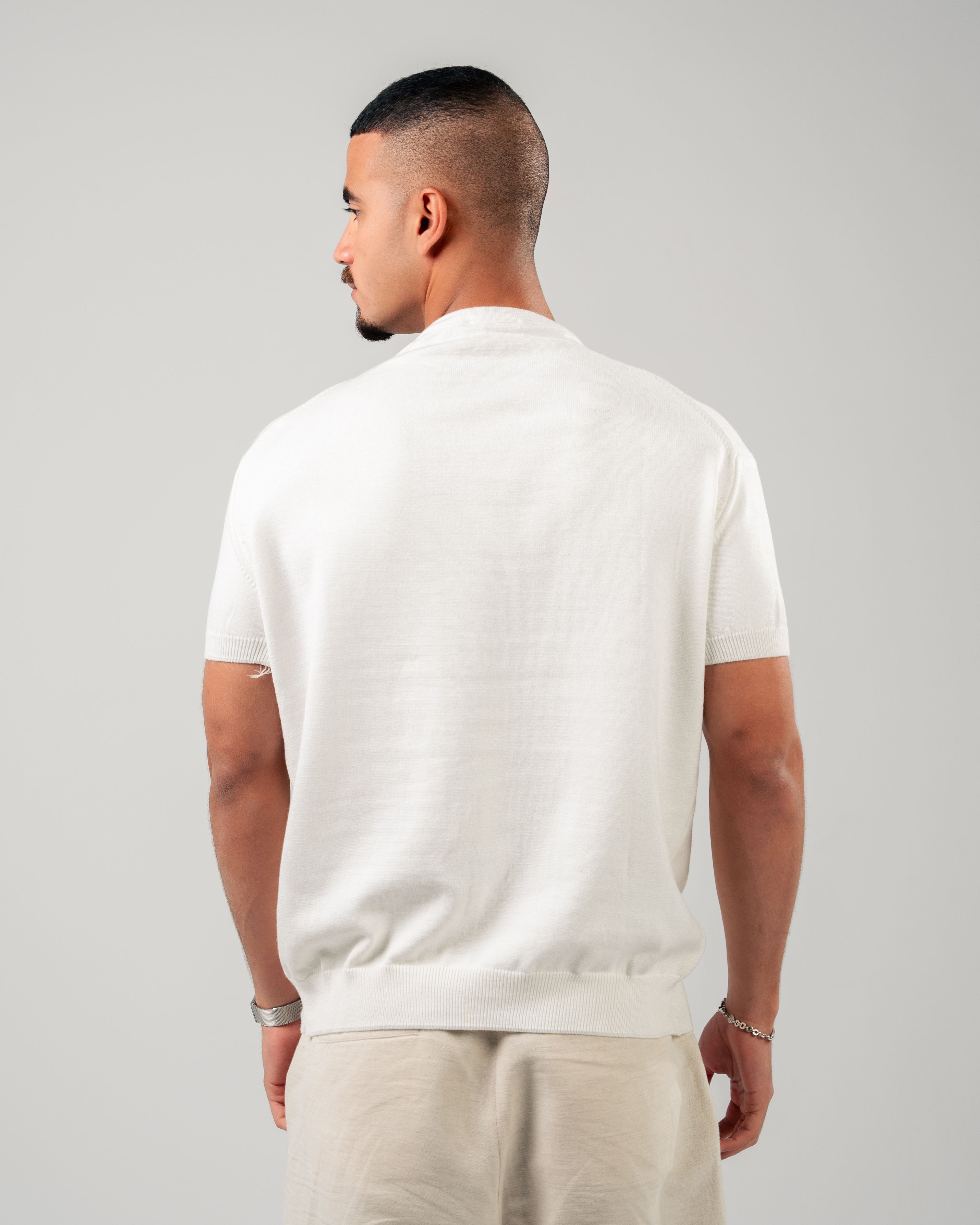 WHITE KNITTED TEE