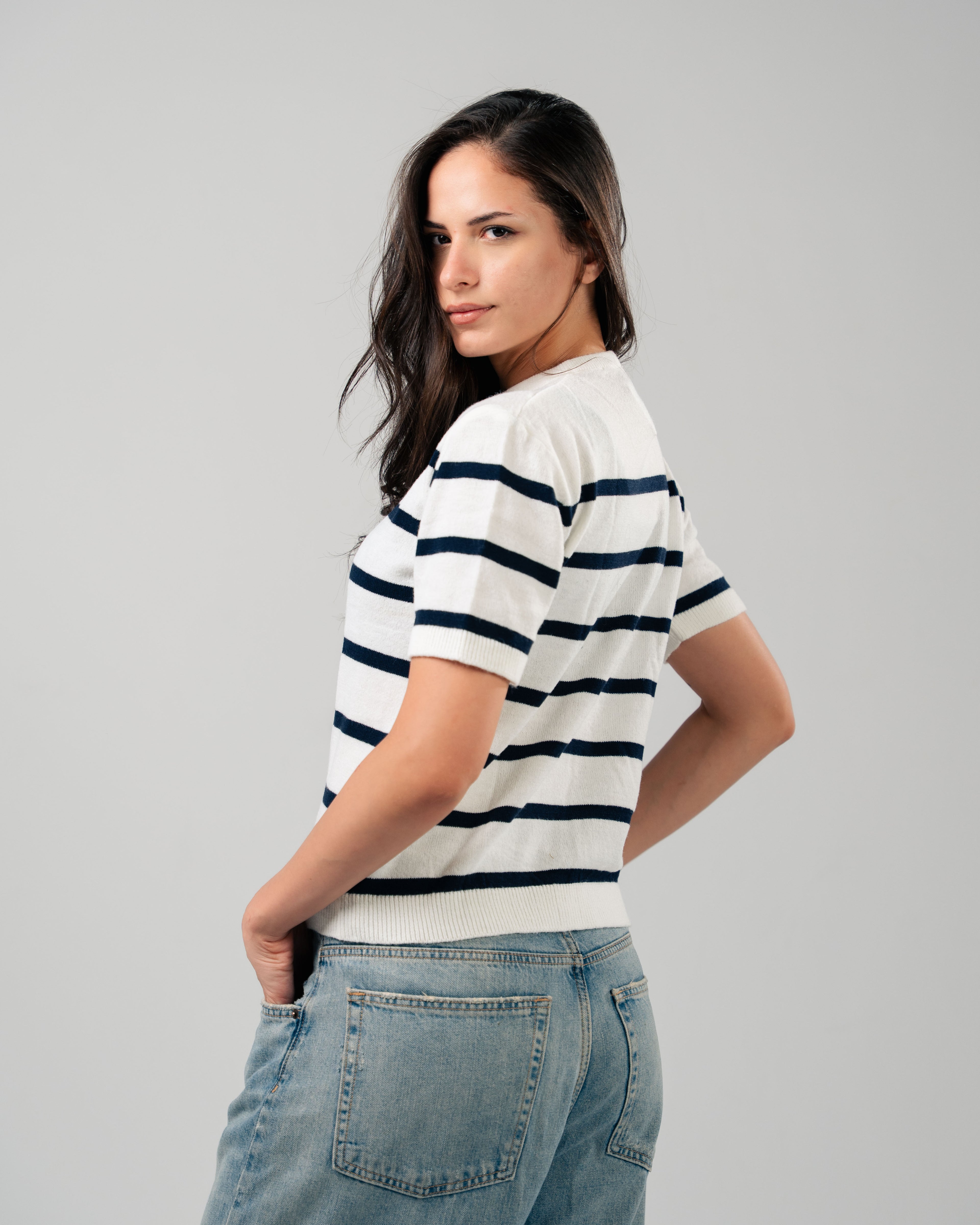 STRIPED KNITTED TEE