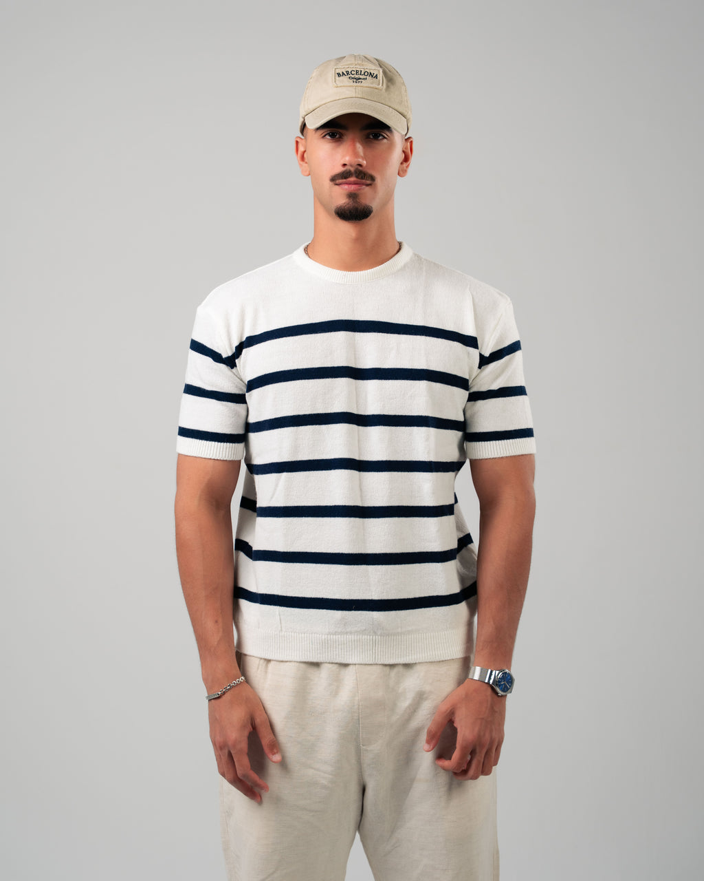 STRIPPED KNITTED TEE