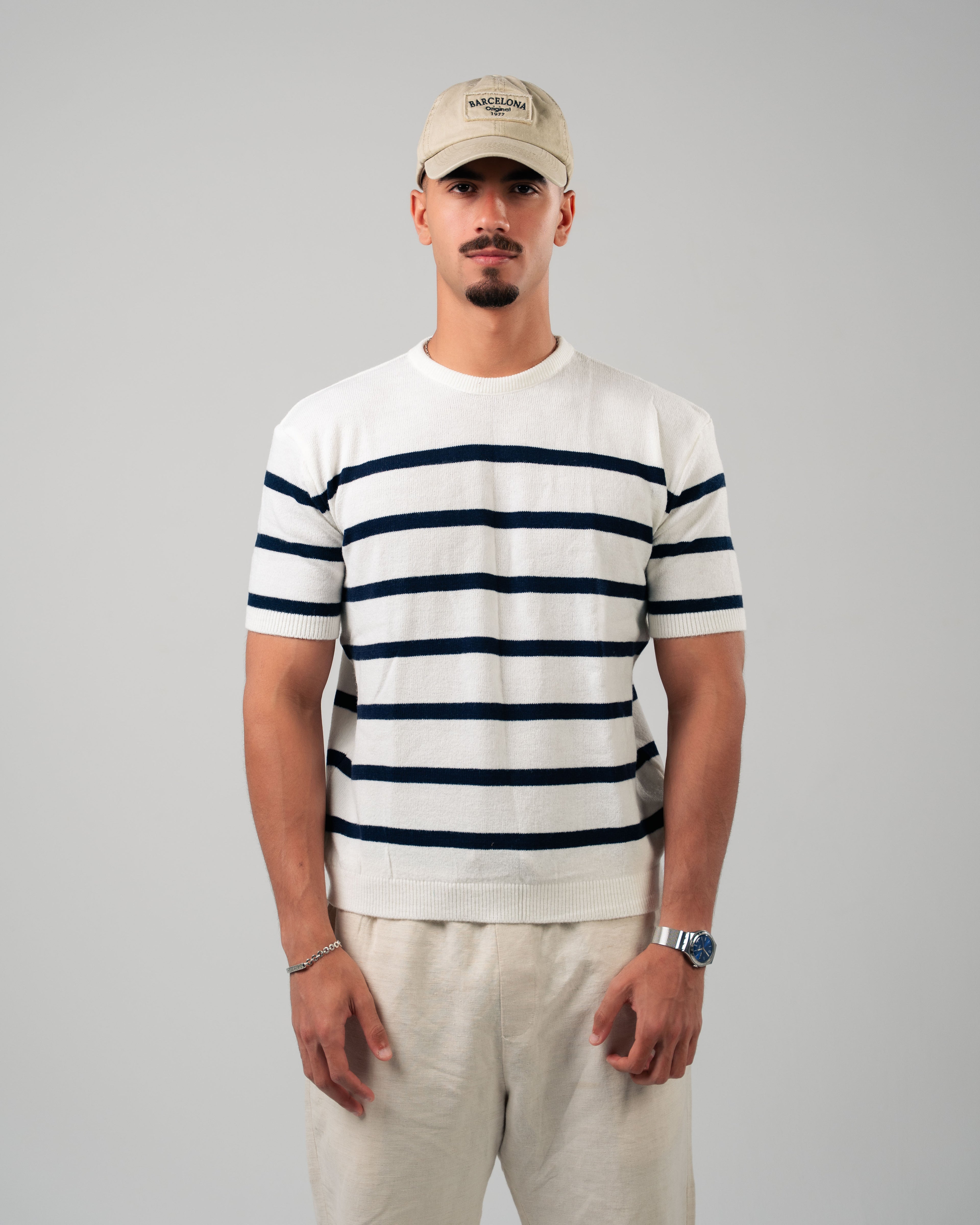 STRIPPED KNITTED TEE