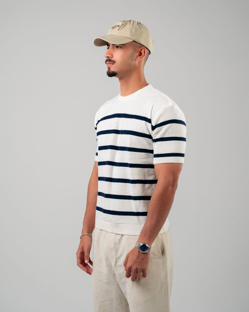STRIPPED KNITTED TEE
