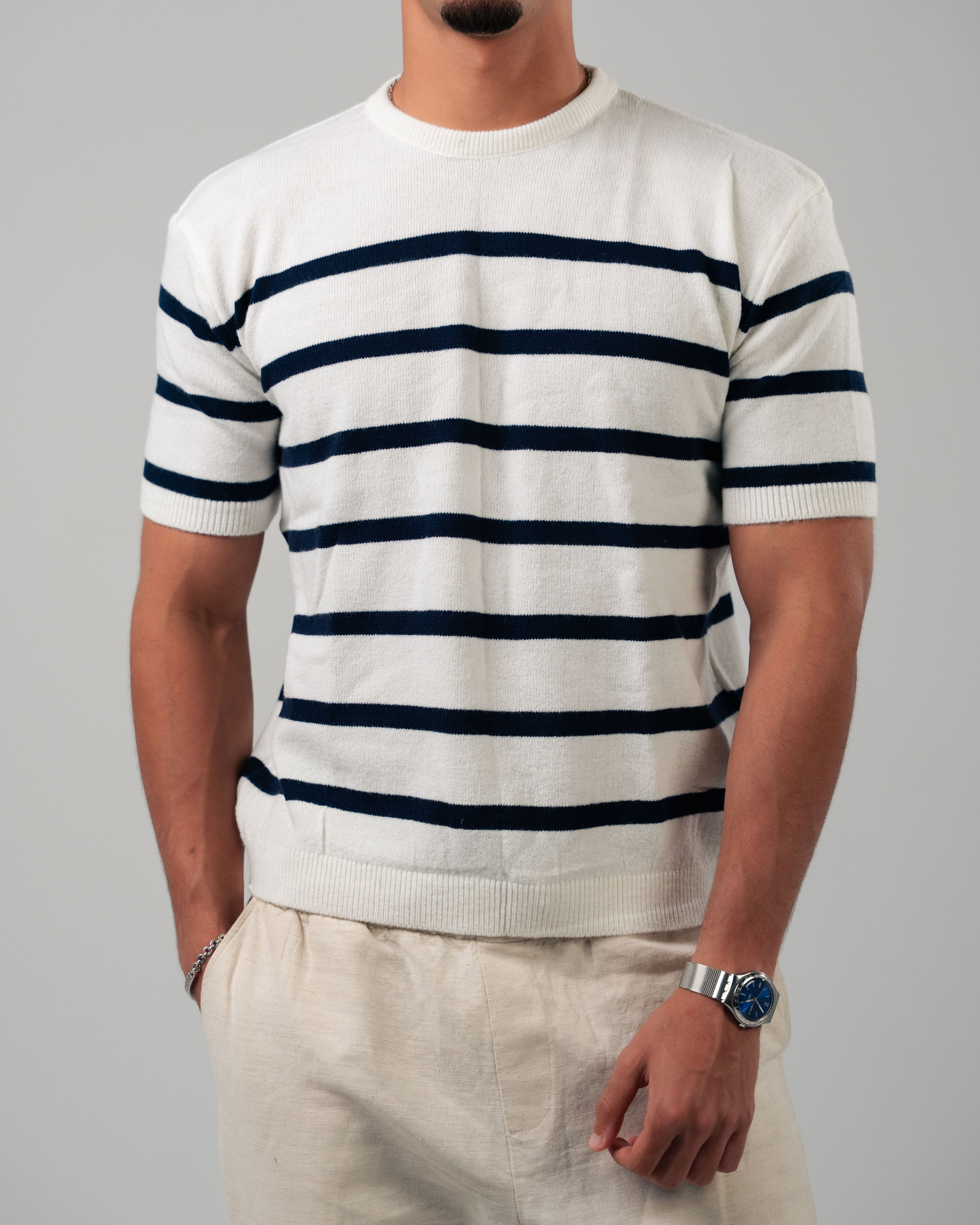 STRIPPED KNITTED TEE