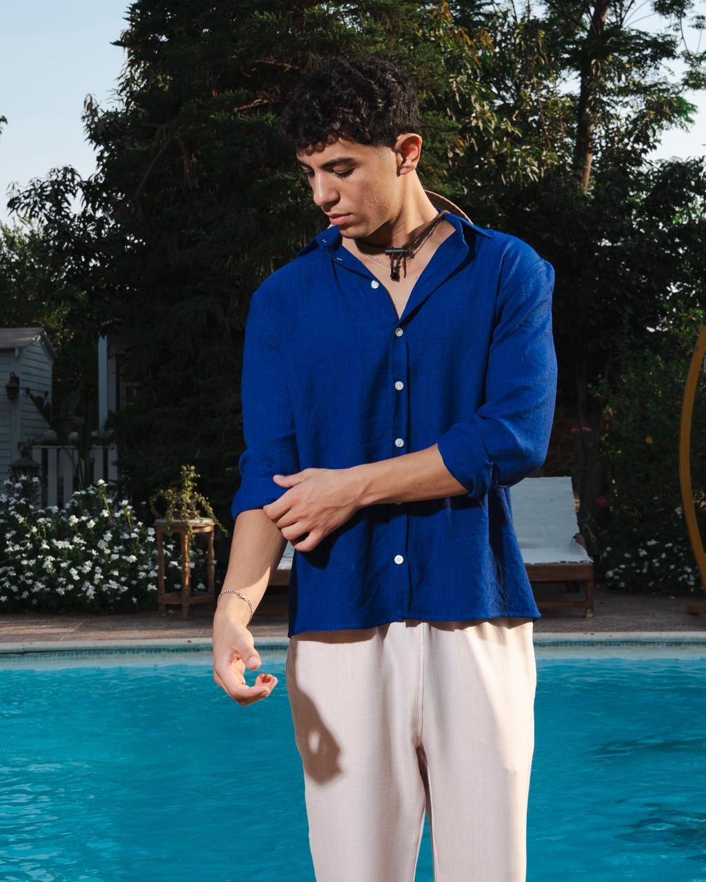 Royal Blue Linen Shirt